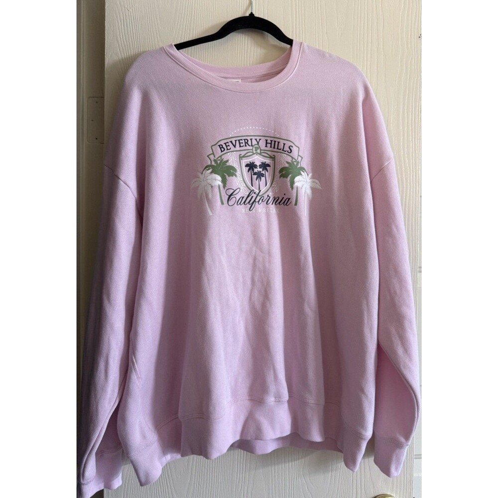 Victoria's Secret PINK Ivy Fleece Classic Crew Sweatshirt Size XXL 2XL Pink New - Picture 2 of 3